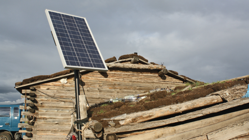 A community benefiting from access to electricity