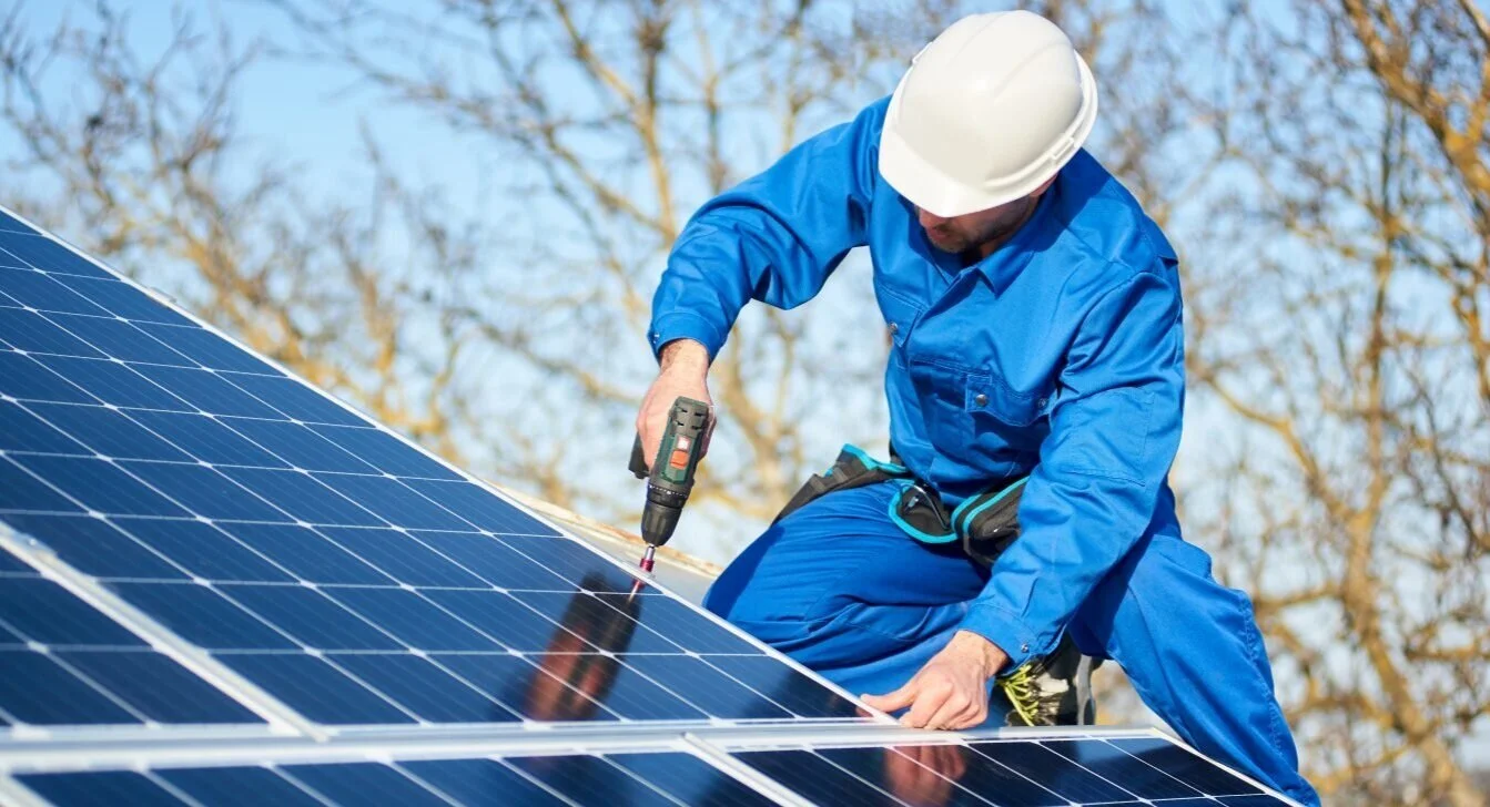 Solar panels generating electricity